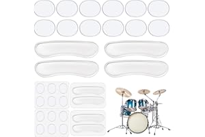 MIKIMIQI Drum Dampeners - 16 Pcs Gel Pads, Round & Long Silicone Drum Silencers for Tone Control