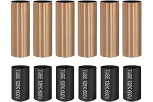 PATIKIL 6 Pcs 2.6" Tall Candle Covers Sleeves, 6 Pcs Metal E12 Chandelier Socket Sleeves with Insulation Heat Shrinkable Flam