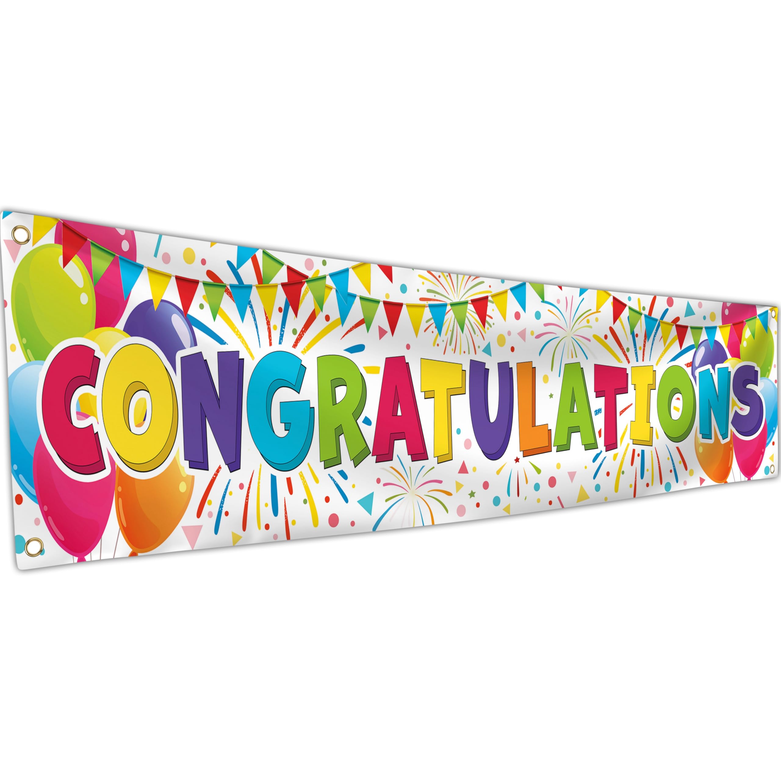 Congratulations Banner - Graduation Decorations 180 x 40cm - Well Done Banner - We are so Proud of You – You Did It (White)
