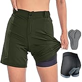 Womens Mountain Bike Shorts 2 in 1 Padded Cycling Women Biking Underwear with Padding Riding Bicycle Shorts Zipper Pocket