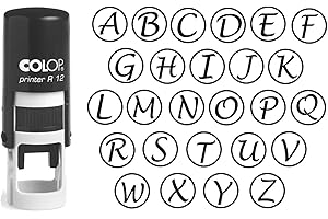Custom A-Z Alphabet Stamp in Black Ink Monogram Round Rubber Stamp Self Inking Initial Stamp COLOP Mini Stamper 12 mm