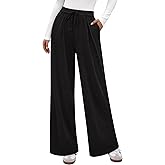 PRETTYGARDEN Women's Wide Leg Pants 2026 Fall Clothes Elastic High Waisted Knit Lounge Palazzo Pant Trousers with Pockets