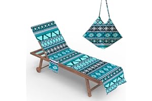CNKOBE Beach Chair Cover, Microfiber Chaise Lounge Towel Cover with Storage Pockets for Pool Sun Lounger Hotel Garden (78.7''x29.5'', 01)