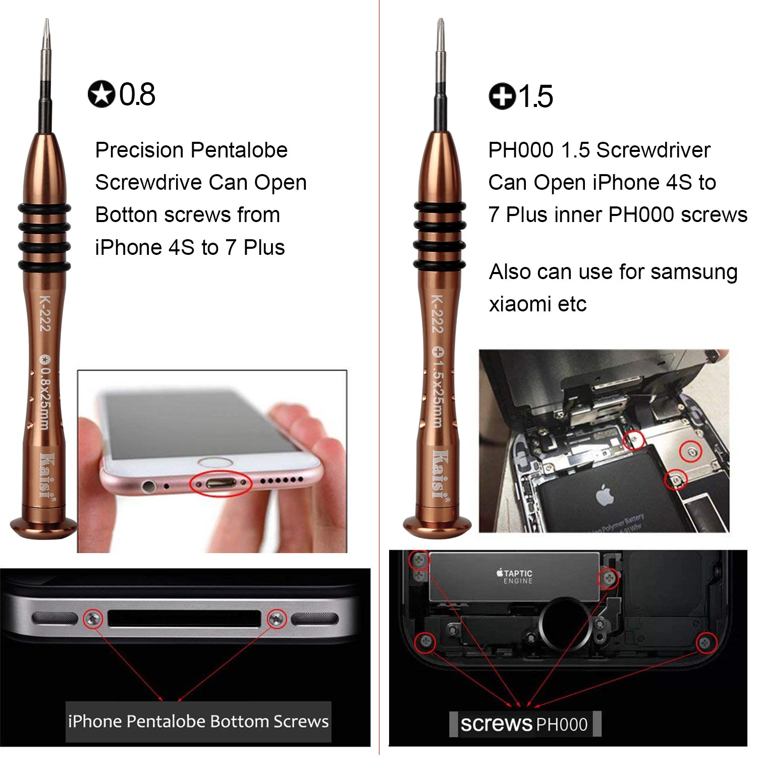 Phone Repair Tools Repair Kit Precision Screwdriver Kit For iPhone/ Samsung Galaxy/ Huawei/ iPod/ iPad /Macbook Magnetic Solid Metal Opening repair kit by Kaisi