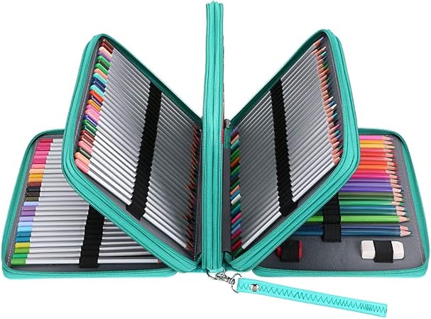 Amazon Sumnacon 2本入り Pu 色鉛筆ケース 大容量 ペンケース ペンシルホルダー 色鉛筆 ペン 定規 消しゴム 文具収納 筆箱 シンプル 持ち運び便利 色鉛筆なし グリーン ペンケース 文房具 オフィス用品
