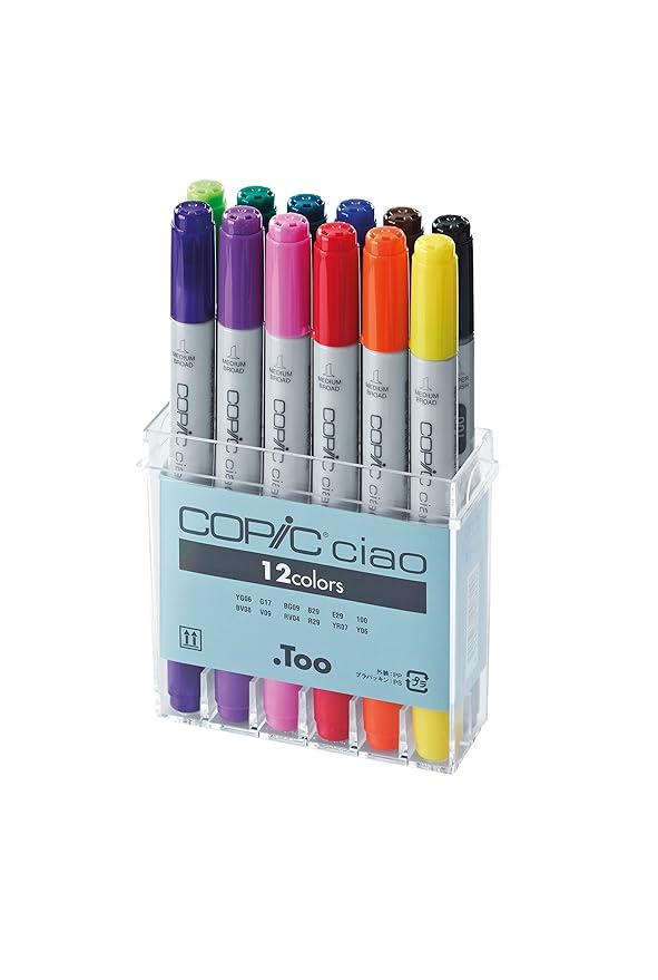Copic CZ22075312 ciao Basis-Set Marker 12-er Set BV08, V09, RV04, R29, YR07, Y06, YG06, G17, BG09, B29, E29, 100