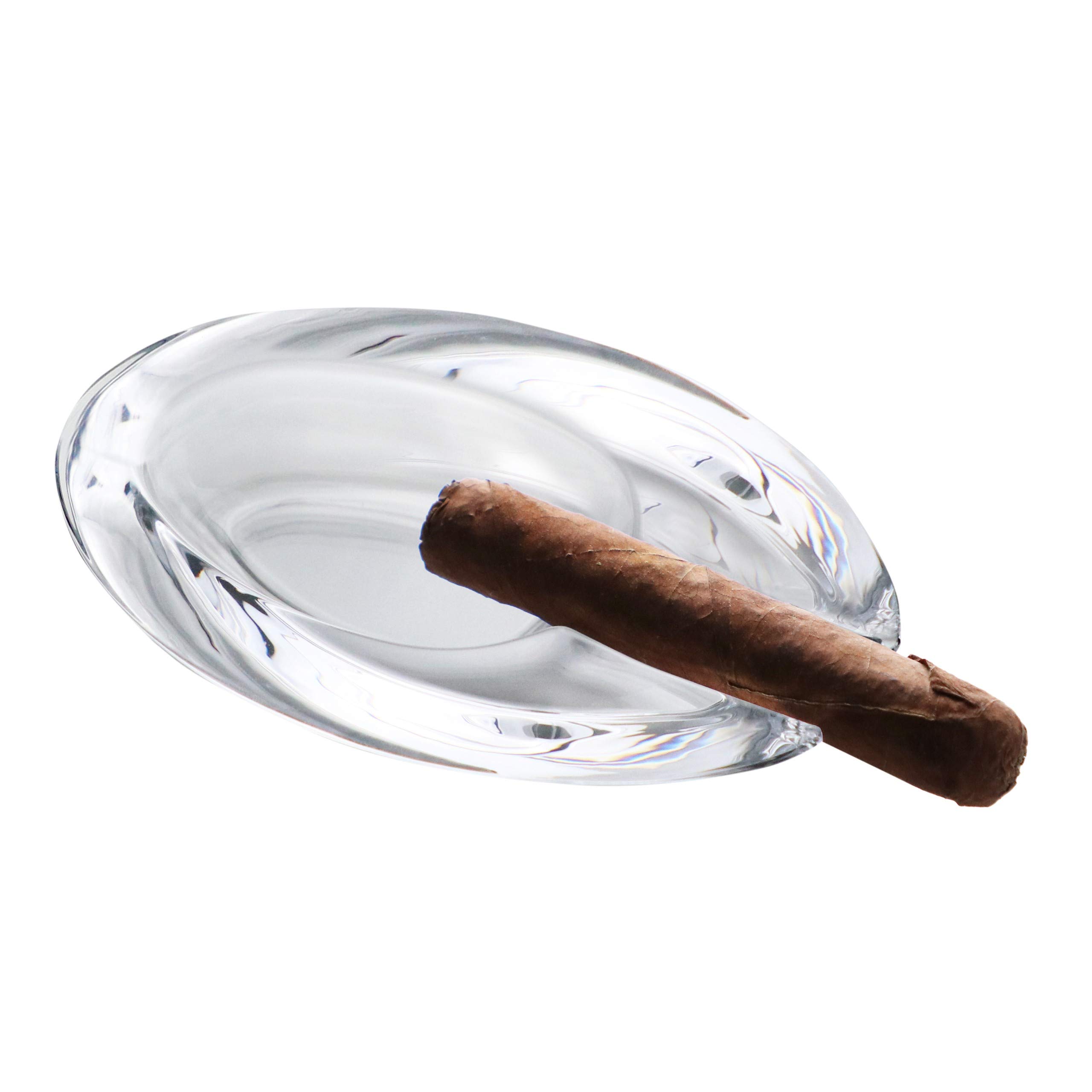 Pasabahce Oval Heavy Weight Crystal Glass Ashtray, Large, Clear, Modern Style, for Patio, Deck, Professional Use, Outdoor, Indoor, Home, Office, Hotel, Pool, Restaurant