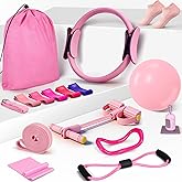 laapee Pilates Essentials Kit for Women 15 Pcs Pilates Equipment for Home Workouts with Yoga Circle Ball Ring, 5 Resistance Bands,Pedal Puller Resistance Band,Anti Slip Socks for Starter Set