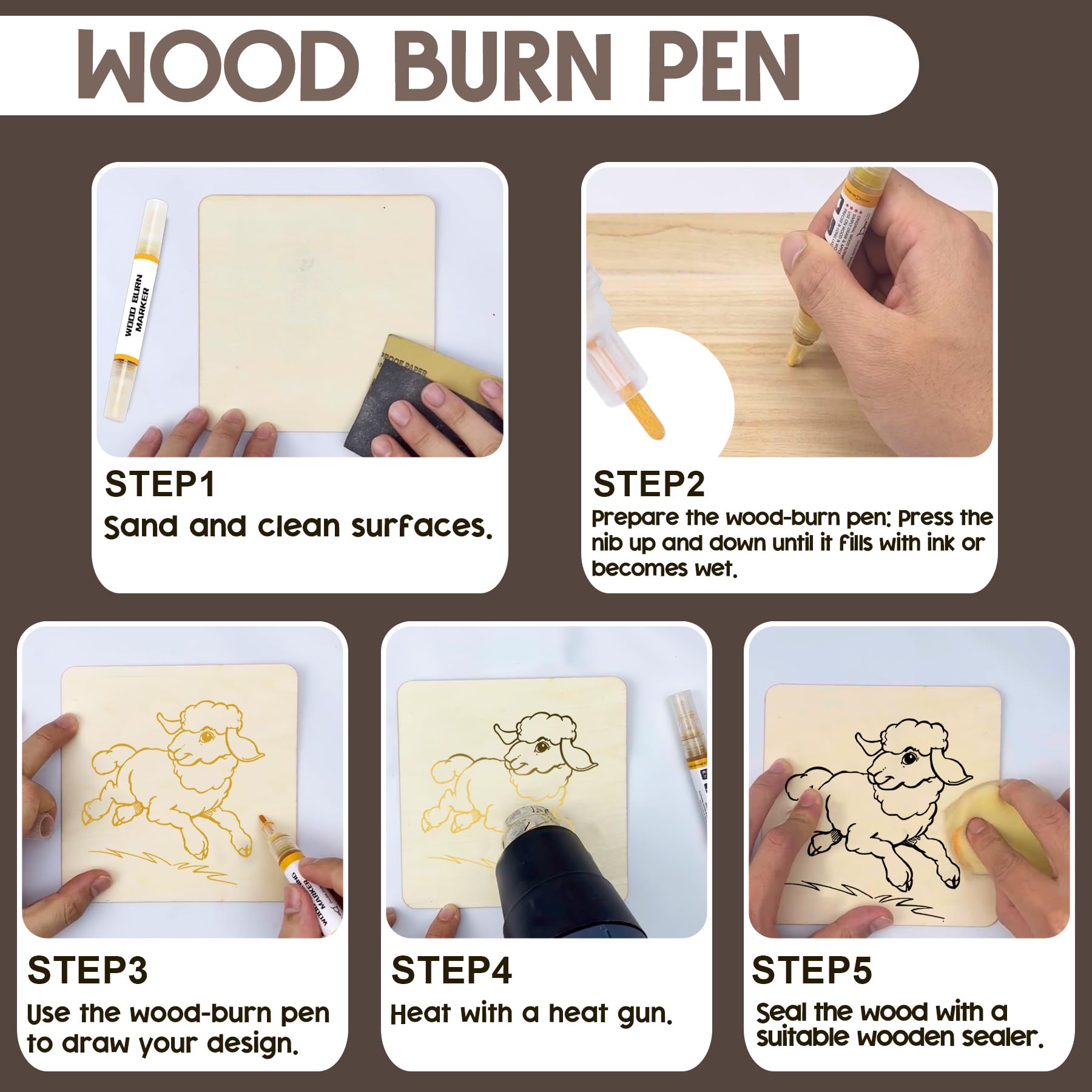 Wood Burn Paste Pen Kit, 4OZ Wooden Burning Gel, Double Sided Wood Burn Marker Kit for DIY Beautiful Wooden Burning in Minutes, Perfect for Beginners Handmade Meaningful Gifts