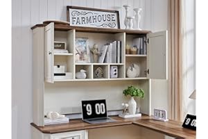 T4TREAM 59" Home Office Desk Hutch with Ample Storage, Only Match VSC Series Farmhouse Desk (Antique White)