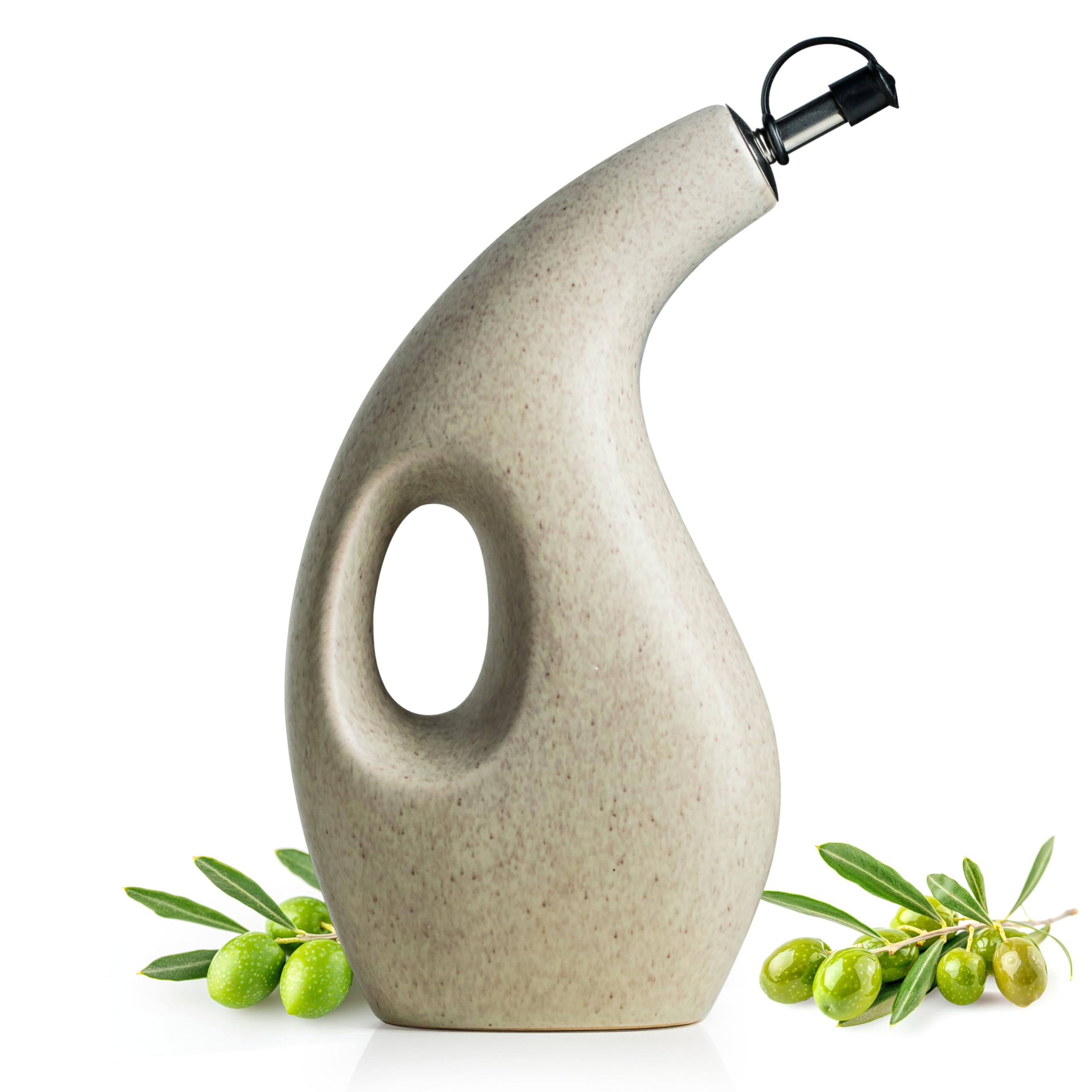 Photo 1 of Miamolo Olive Oil Dispenser Bottle for Kitchen with Spout, Ceramic Cooking Oil Dispenser for Vinegar Coffee Syrups & Other Liquids, 23oz