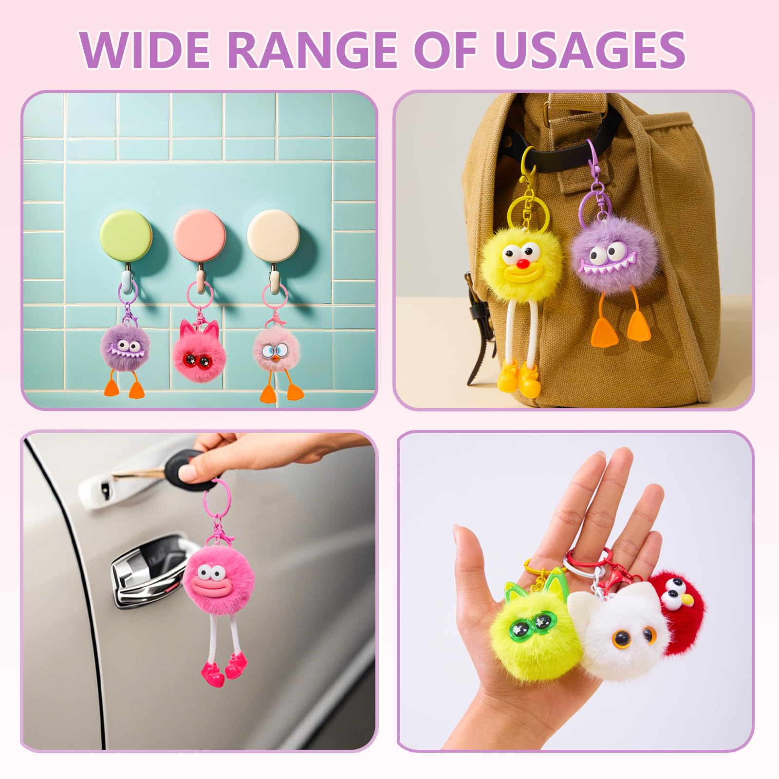 24 PCs Kids Keychains - Keychain Cute for Birthday Goodie Bags Christmas Gifts for Grandkids Stocking Stuffers for Kids Birthday Party Favors Pinata Toys Classroom Prizes Elementary Child Bulk Items