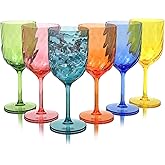 Yanglonghui 15 Ounce Plastic Wine Glasses Set Of 6,Unbreakable Acrylic Wine Glasses,Reusable Colored Plastic Goblets Stackable,Dishwasher Safe Bpa Free Ideal For Parties (Multi Color, 15 Ounce)