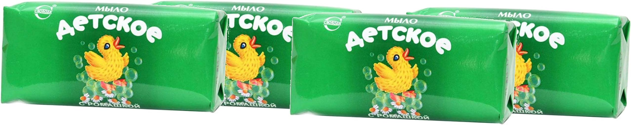 Svoboda Russian Kids Soap Bar with Chamomile 100 Gr Pack of 4 ะะตััะบะพะต ะัะปะพ ั ะ ะพะผะฐัะบะพะน ะกะฒะพะฑะพะดะฐ ะะพัะบะฒะฐ ะ ะพััะธั ะะฐะฑะพั ะธะท 4 ะบััะพัะบะพะฒ ะผัะปะฐ 100 ะณั. ะบะฐะถะดัะน