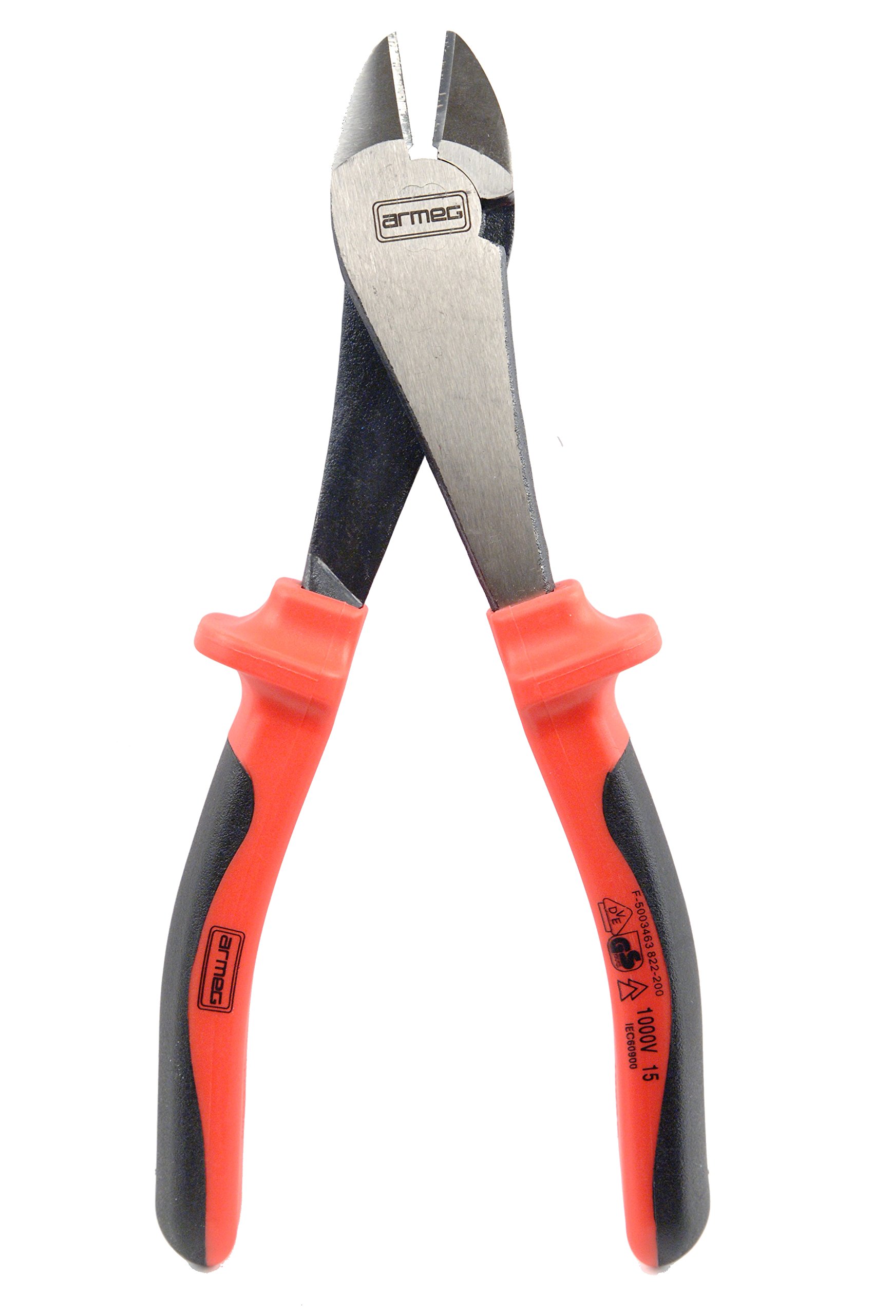 Armeg DDP200 200 mm VDE High Leverage Diagonal Side Cutters - Grey/Red/Black