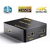 Musou HDMI Splitter 1 In 2 Out 4K Ultra 3D / Full HD 1080P HDMI Switch 2 Ways HDMI Amplifier for PC , PS3 , D-VHS Player and other Devices(Black)