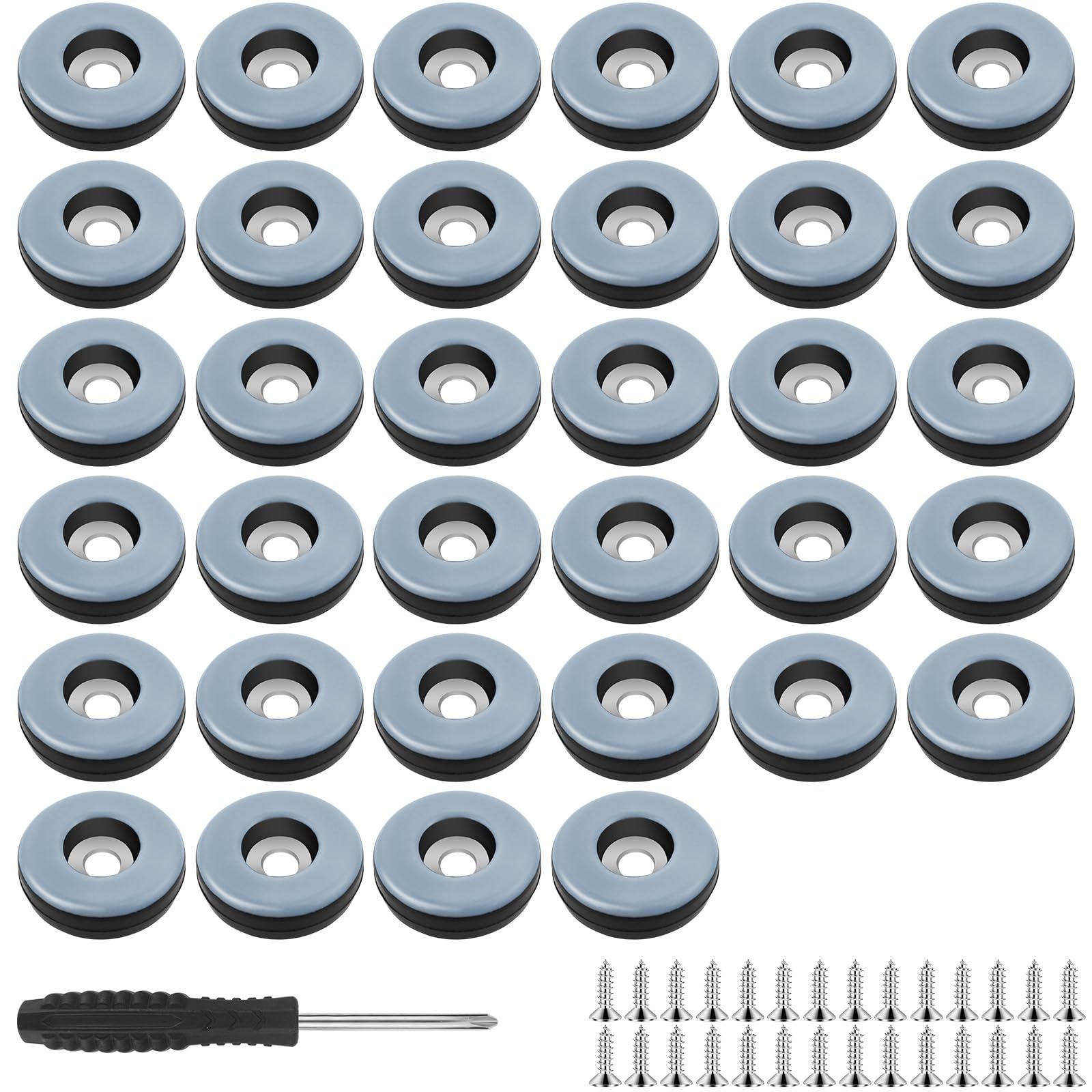 Omsscun 34 Pieces Teflon Furniture Sliders, Ø25 mm (Round) Furniture Sliders for Carpet, Furniture Glides, Furniture Sliders for Hard Floors for Moving Furniture Movers Carpet