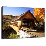 SSDDKL VERMONT COVERED BRIDGE Wall Art Canvas