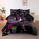 GRAT TIOC Gaming Comforter for Boys Teens,Game Bedding Sets Twin,Kids Gamer Comforter Set,Video Game Bedroom Bed Set Controller Duvet All Season 3 Piece