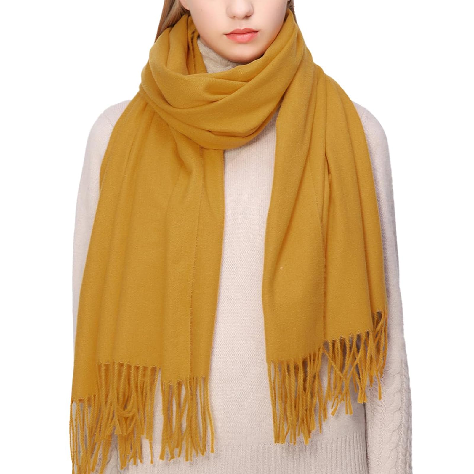 RIIQIICHY Yellow Scarf for Women Winter Ladies Scarves Pashmina Shawls Wraps for Weddings