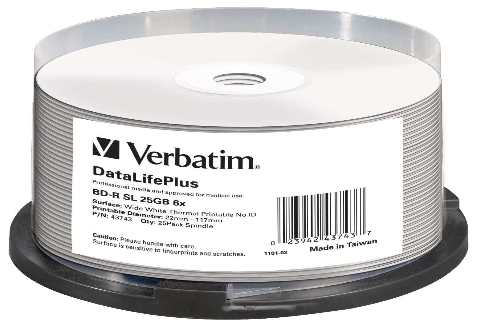 Verbatim 43743 25GB 2x Thermal Printable BD-R - 25 pack Spindle