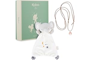 KALOO - Bola and Elephant Comforter Set - Cuddly Doudou and Necklace - Softness and Harmony - Sound Effect - from Birth - Gif
