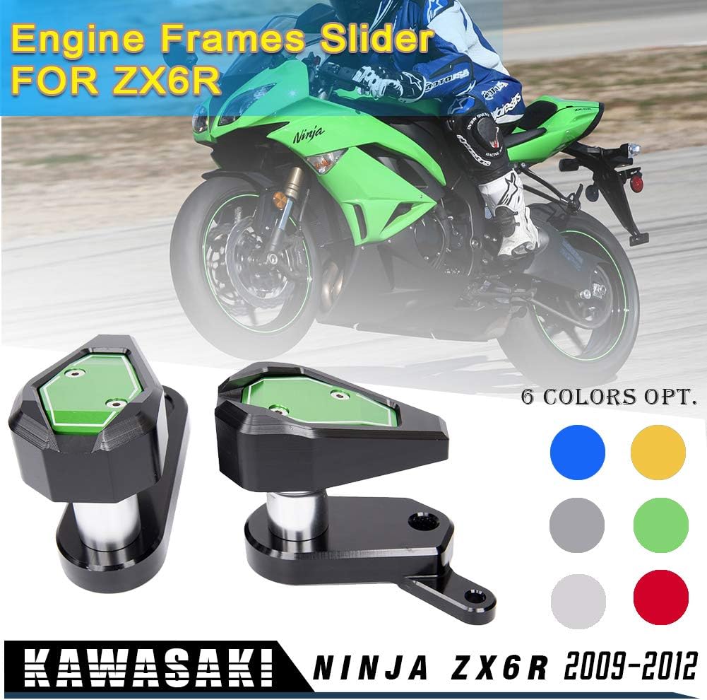 LoraBaber Motorbike Frame Slider Crash Pads Protector For Kawasaki Ninja ZX6R ZX 6R 2009-2012 Engine Cover 2010 2011 (Titanium)