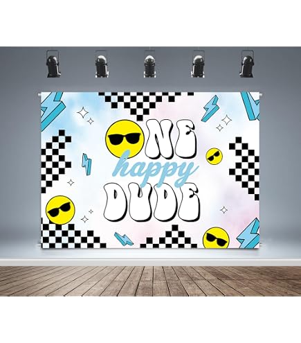Lustiger 1. Geburtstag Hintergrund Für Jungs – 2,1x1,5 M Smiley Fotohintergrund Aus Polyester, Faltbar & Wiederverwendbar
