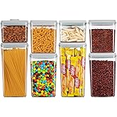 Ankou Food Storage Containers Pop Airtight Food Storage Containers with Lids for Kitchen Pantry Organizing Cereal Snack Flour Sugar Coffee Spaghetti Stackable - 8 Pcs (1.2, 2.0, 2.7, 3.3qt)*2