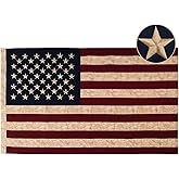 JRED 100% Cotton Vintage American Flags for Outside 3x5 FT Tea Stained US Flag Heavy Duty Outdoor USA Fade Resistant Embroidered Stars Sewn Stripes, Brass Grommets