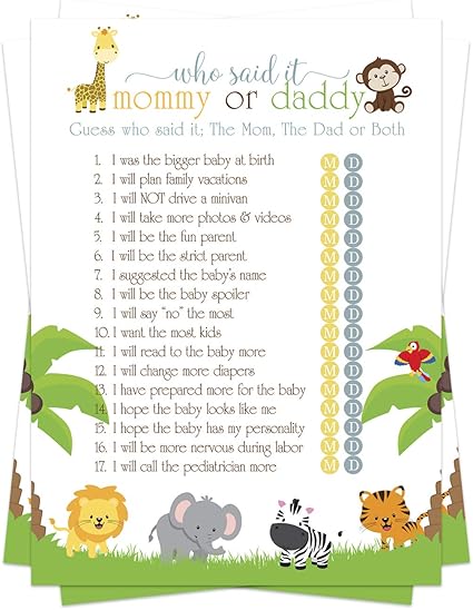 safari baby shower games