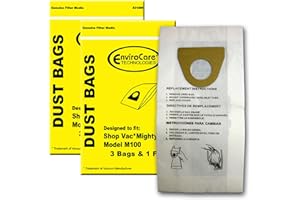 EnviroCare Replacement Vacuum Cleaner bags designed to fit Shop Vac Mighty Mini performance plus vacuums 6 bags and 2 filters
