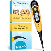 iProven Dog &amp; Cat Thermometer for Fast and Accurate Fever Detection | Comfortable Flexible Tip, Waterproof Pet Thermometer, Quick Readings in 20 sec, Whelping and veterinary supply, DTK-117Y