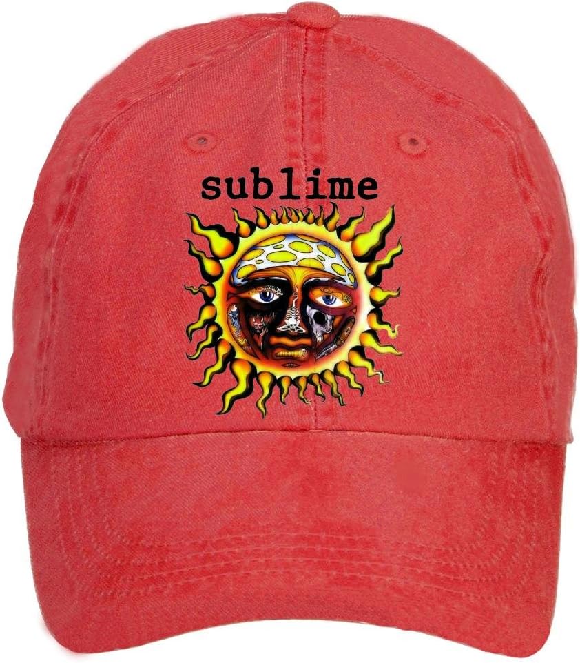Qikdg Custom Men's Adjustable Punk Band Sublime Baseball Caps-Washed 100% Cotton Red
