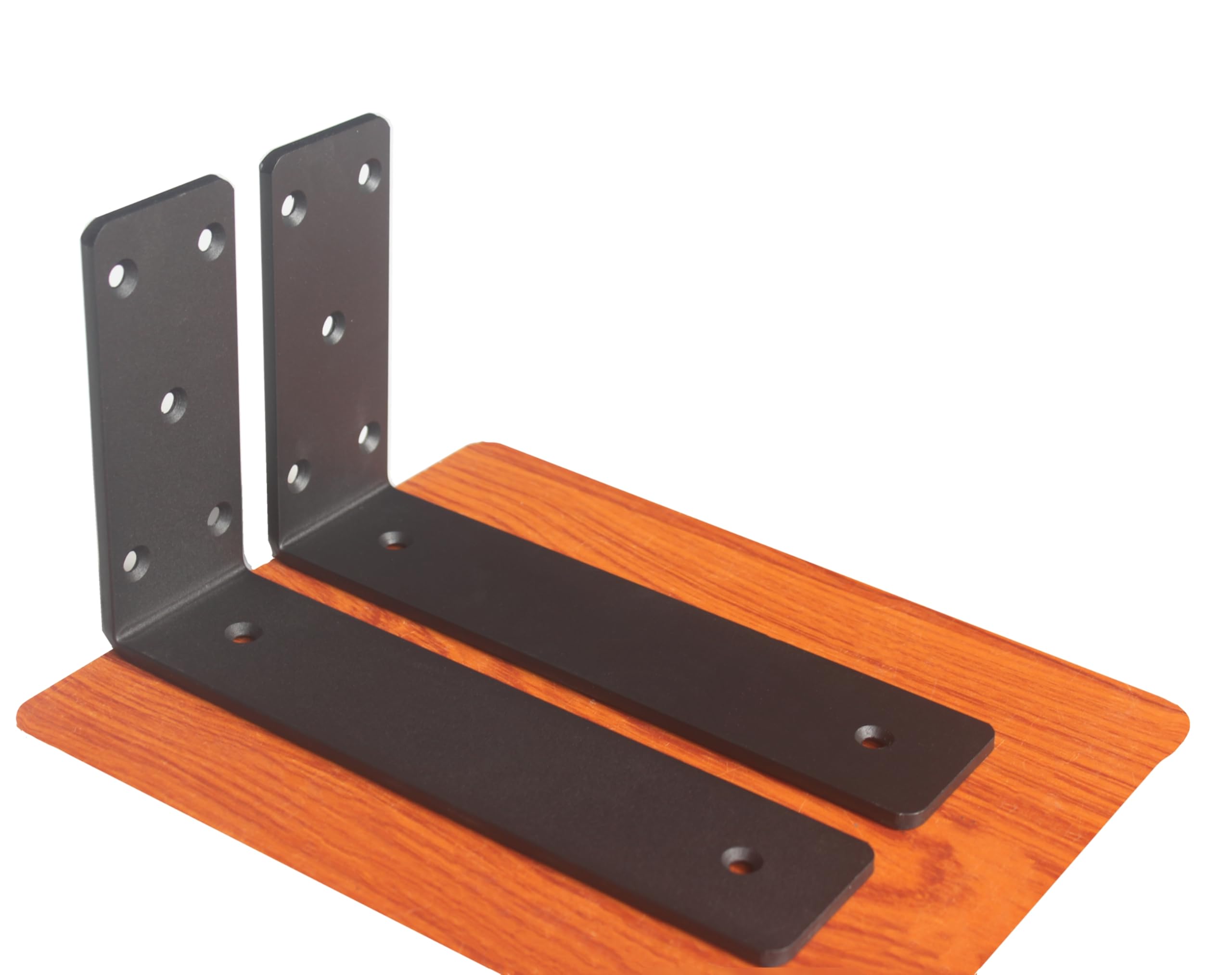 Photo 1 of 2 Pack L11 x H 6" x W 2.5" 6mm Thick Countertop Support Brackets, Heavy Duty Countertop Hidden Bracket L Shelf Bracket Metal Corbels for Countertops Frosted Black