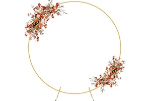 Putros 6.6FT Gold Round Backdrop Stand Metal Circle Balloon Arch Frame Wedding Arch for Ceremony Birthday Party Anniversary Bridal Graduation Decoration