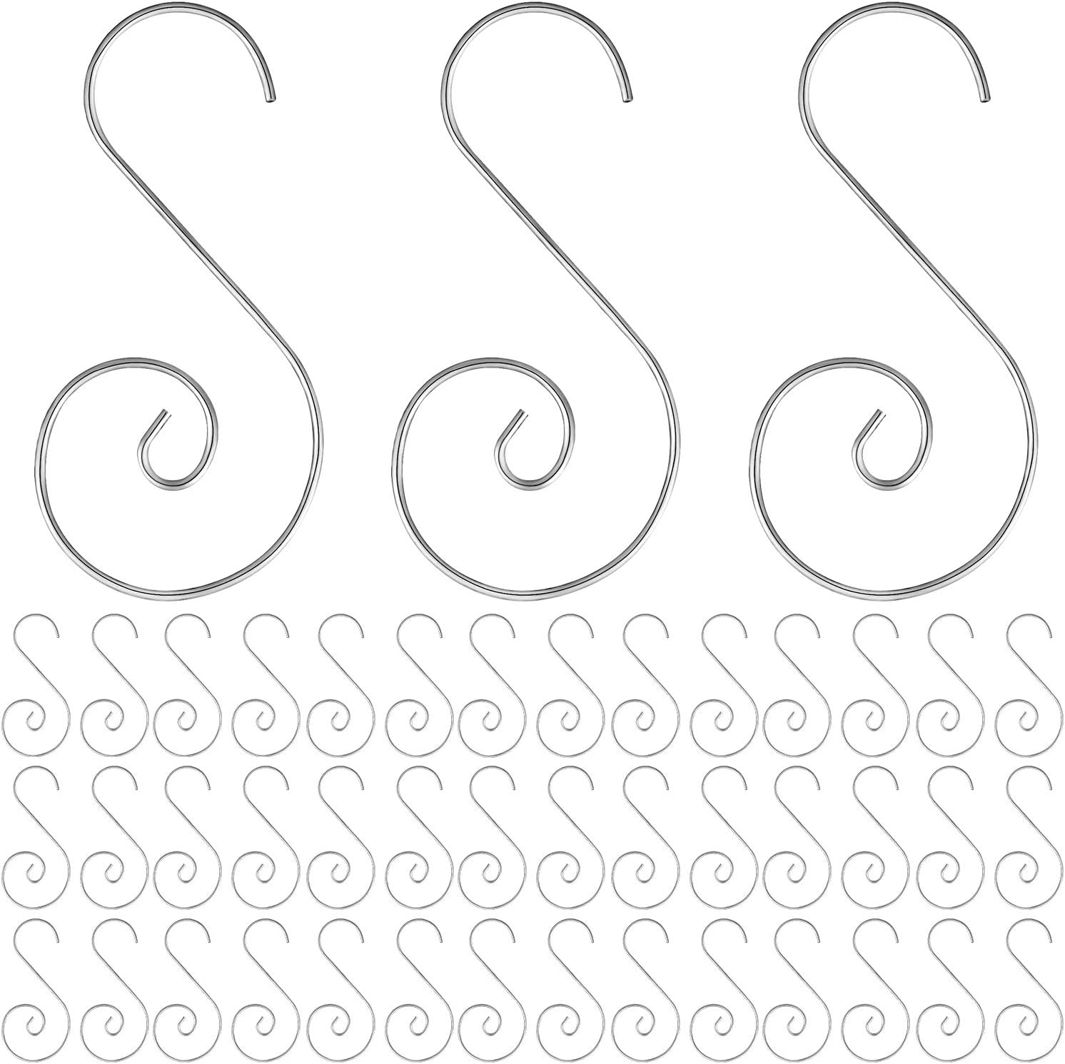 Ornament Hooks - 200 Pieces Christmas Ornaments Hooks Xmas Tree Ornaments Hangers Christmas S Hooks with Zipper Bag for Christmas Hanging Decoration, 2 Inch (Sliver)