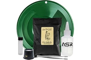 ASR Outdoor 1LB Paydirt Gold Panning Kit with Beginner Prospecting Tools Equipment 6pc, Green