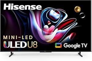 Hisense 55-Inch Class U8 Series Mini-LED ULED 4K UHD Google Smart TV (55U8K) - QLED, 480 Motion Rate, 144Hz Game Mode Pro, Dolby Vision IQ, HDMI 2.1, Alexa Compatibility, 2.1.2 Multi-Channel Audio