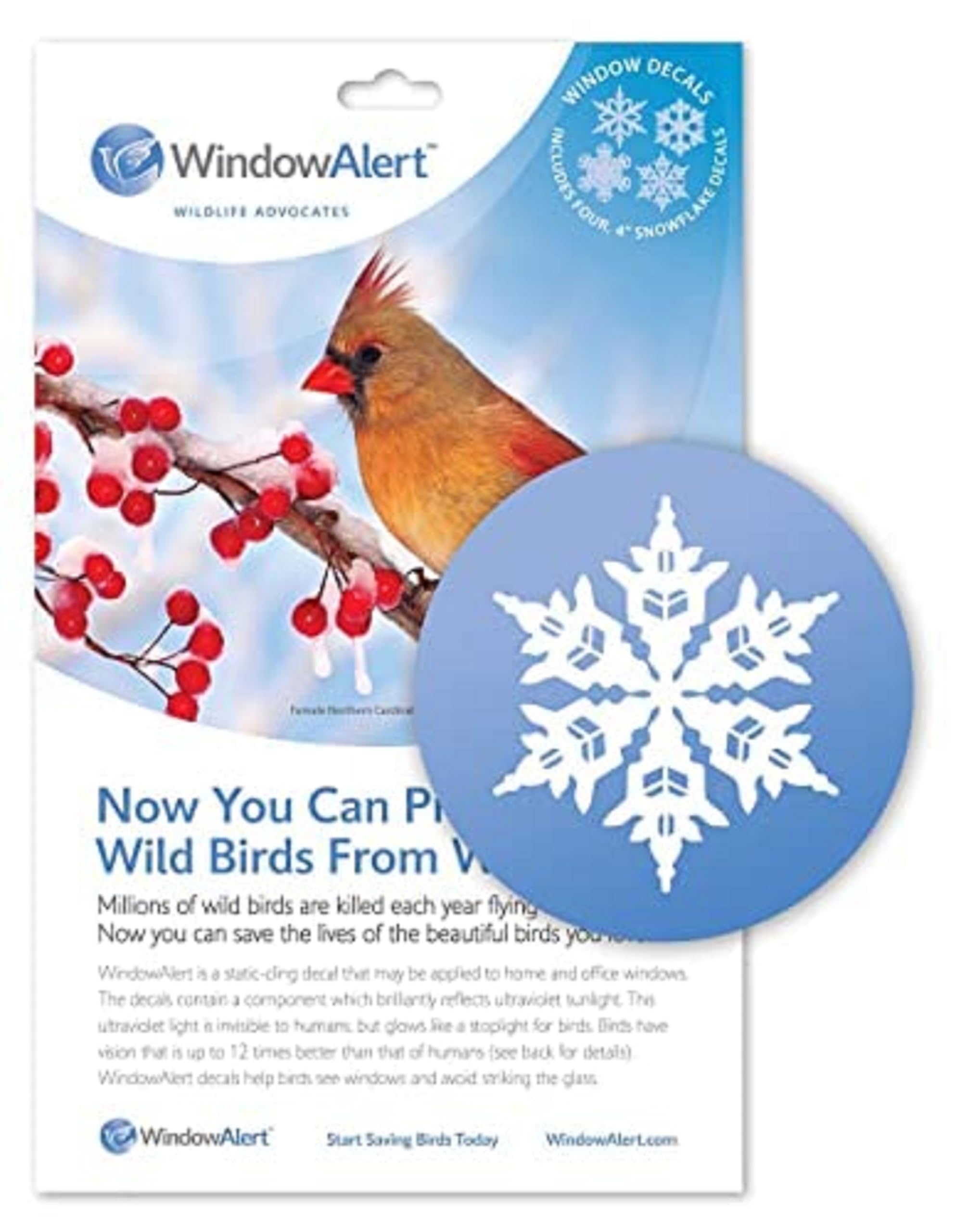WindowAlert Snowflake Anti-Collision Decal - UV-Reflective Window Decal to Protect Wild Birds from Glass Collisions - Made in the USA — image 1