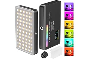 ULANZI VL120 RGB Video Light, Pocket LED On-Camera Video Lights, Built-in 3100mAh Rechargeable Battery, 360 Full Color 20 Light Effects, CRI≥95 2500-9000K LED Panels for Photography Vlogging