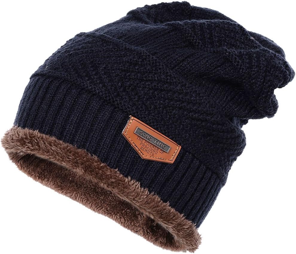 XWDA Men Women Soft Lined Thick Wool Knit Skull Cap Warm Winter Slouchy Beanies Hat