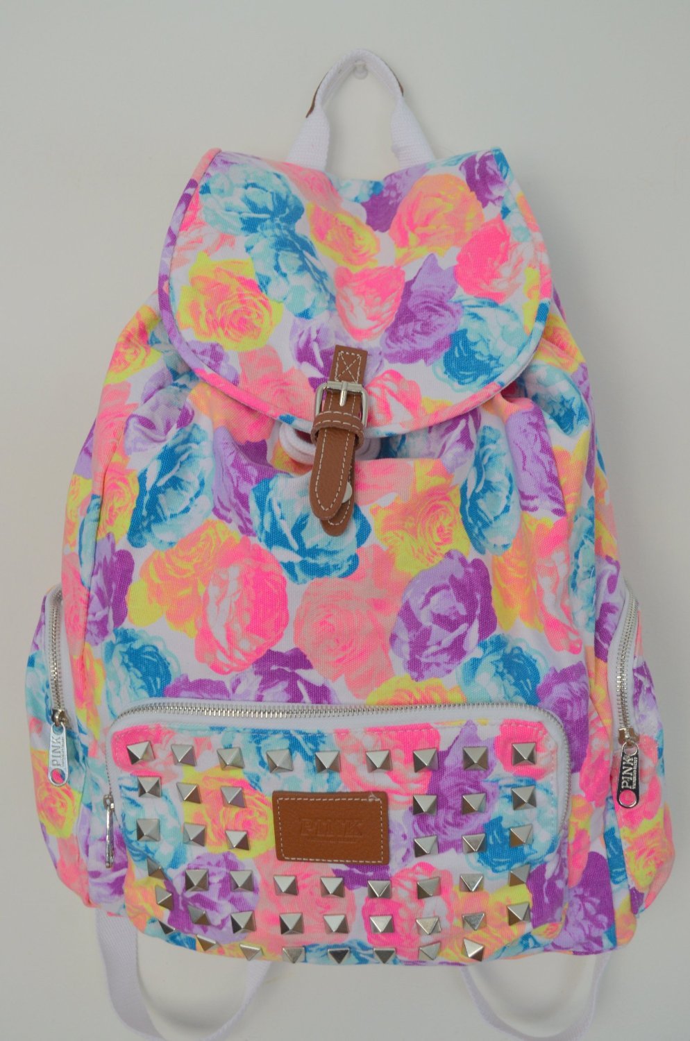 Victoria's Secret PINK Backpack Bling Studded Floral Canvas School