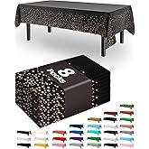 Pureegg Plastic Table Cloth Disposable 8 Pack, 54 x 108 Inch Table Cloths, Graduation Decorations of 2025, Graduation Tablecloths, Rectangle, Plastic Cover, Leakproof & Sturdy, Black and Rose Gold