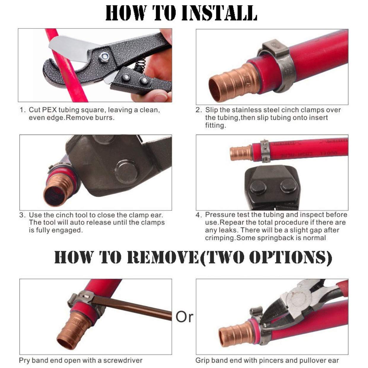 Jinwen 120037 Pex Cinch Clamp Fastening Tool From 3/8" To 1",Pex Cinch