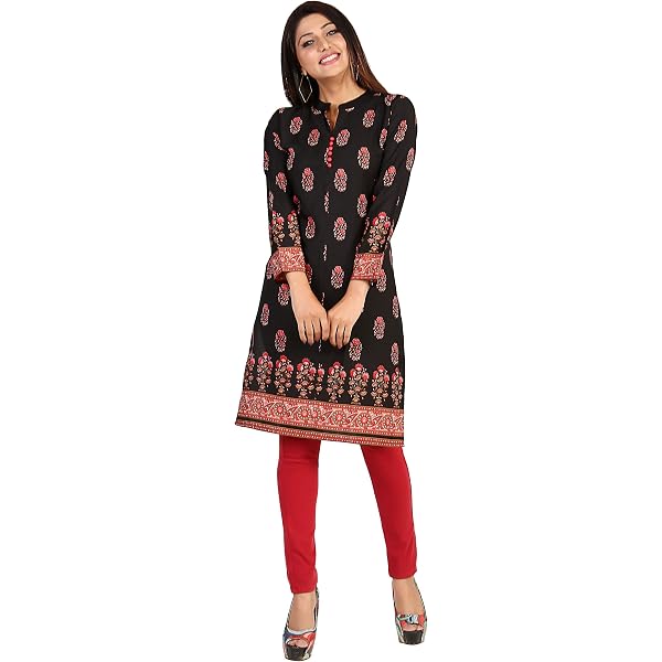 Women's Indian Kurti Set - Pink Straight Cut Cotton Kurta Tunic With Trousers & Dupatta (Party Wear, X-Large) - View #7
