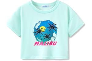 Serdomi Stylish Graffiti/Butterfly/Tropical Crop Top for Little & Big Girls - Cool Summer T-Shirt Clothes Size 6-18