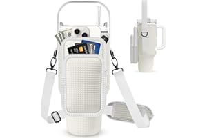 GAROLUE Water Bottle Carrier Bag with Phone Pocket for Stanley 40/30 oz Tumbler,Neoprene Water Bottle Holder Cross-boday Bag with Adjustable Shoulder Strap& Handheld Strap for Stanley Cup Accessories