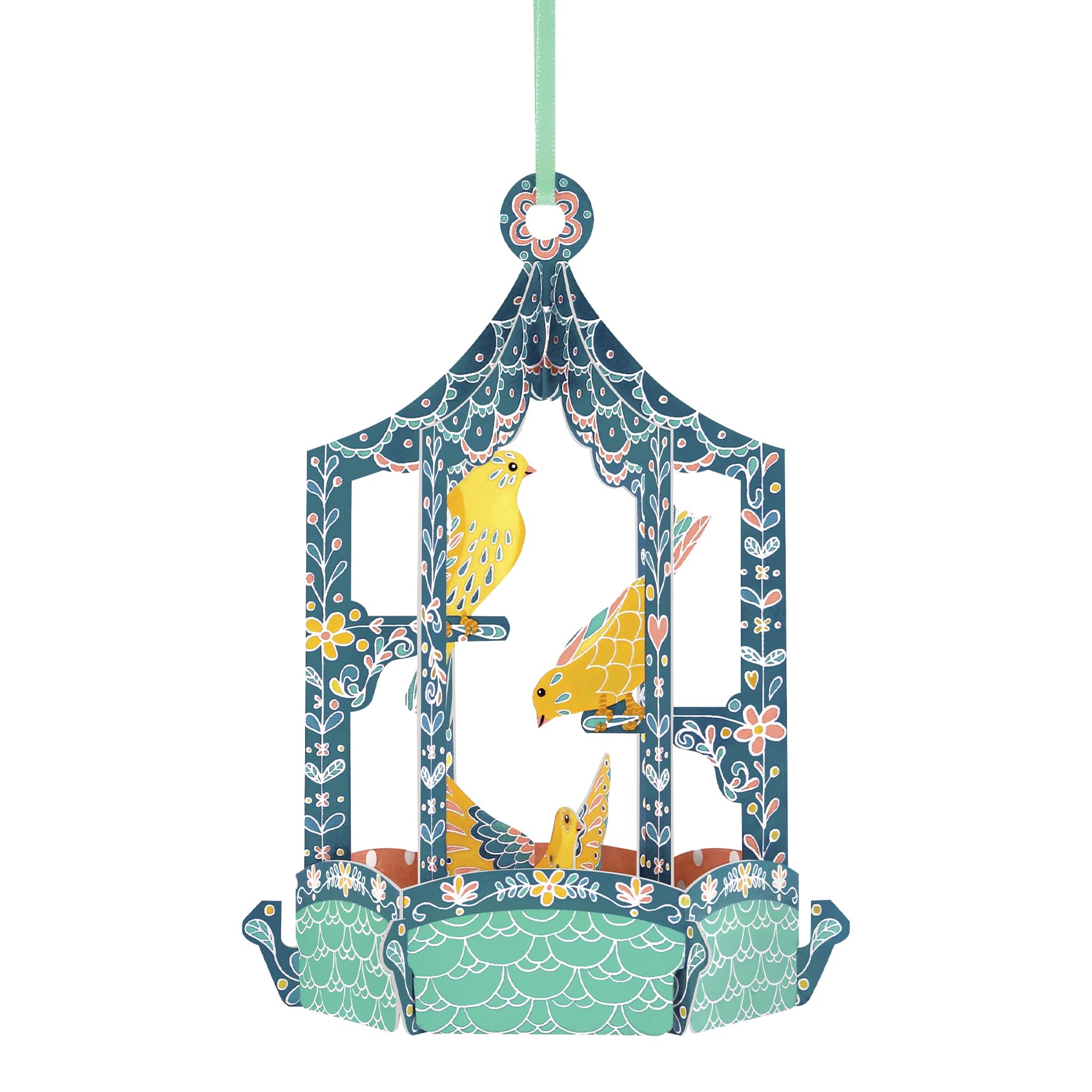 SANTORO, 3D Pop Up Greeting Card - Birdcage Canaries - For Her, For Mum, Birthday, Mother's Day