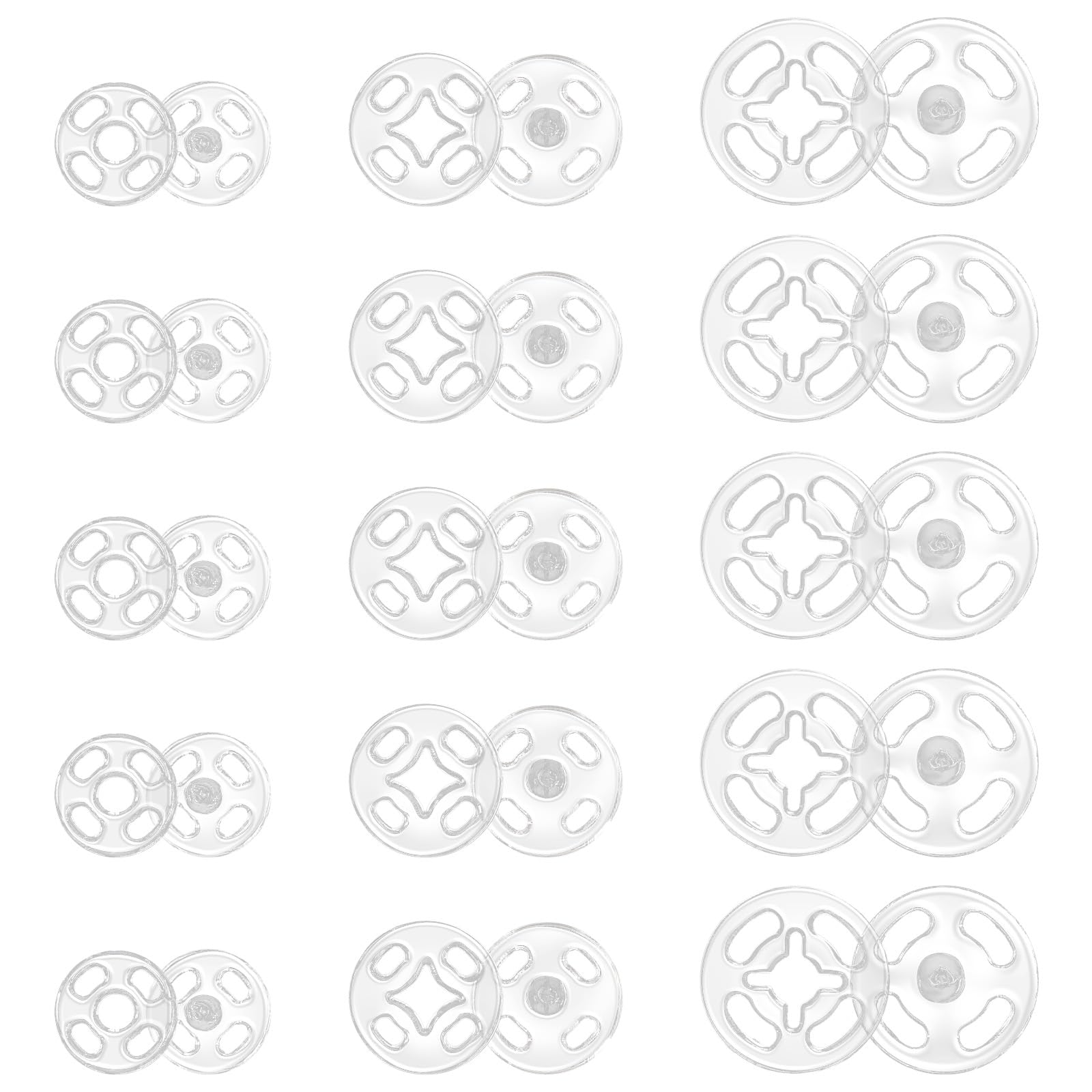 Photo 1 of JIYIN Plastic Clear Snaps, 36 Sets 3 Sizes Invisible Sew-on Snap Buttons Round Plastic Snaps for Sewing Sew on Snaps for Shirts Sewing Clothing DIY Craft(7.5mm 10mm 12.5mm)